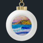 laguna beach splash ceramic ball christmas ornament<br><div class="desc">shows a laguna beach cove with splashing  waves and cliffs</div>