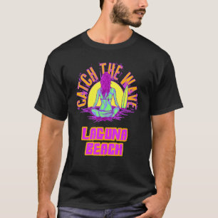 Laguna Beach Surfing Vaporwave Aesthetic Beach Wav T-Shirt