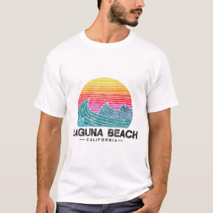 Laguna Beach Surfing Waves Retro California Sunset T-Shirt