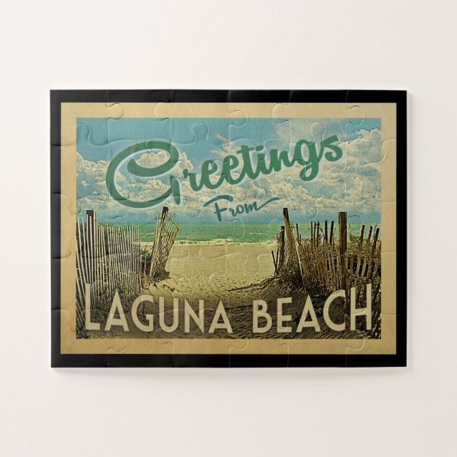 Laguna Beach Vintage Travel Jigsaw Puzzle (Horizontal)