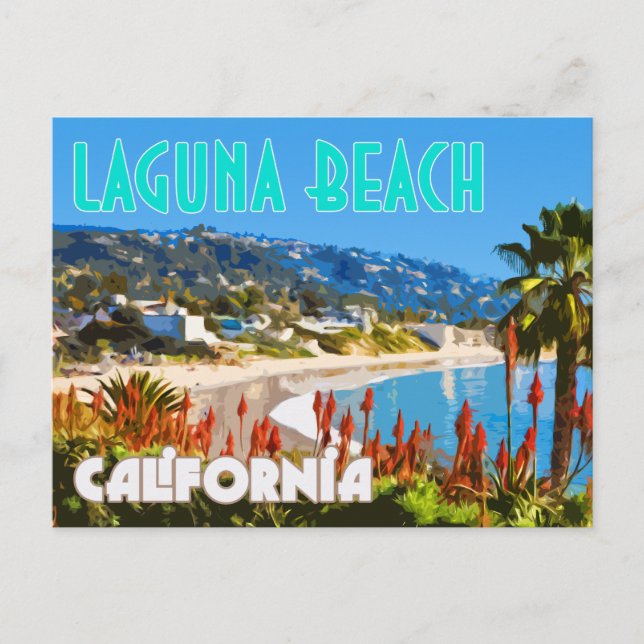 Laguna Beach Vintage Travel Poster Postcard (Front)