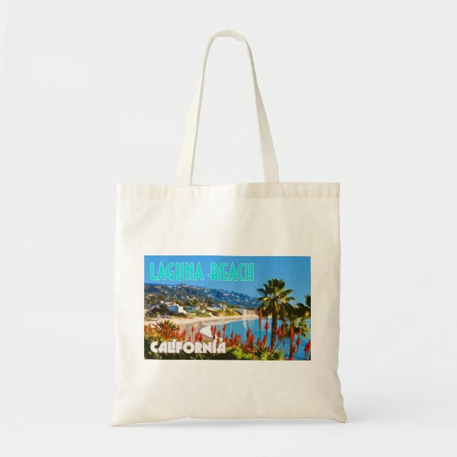 Laguna Beach Vintage Travel Poster Style Tote Bag (Front)