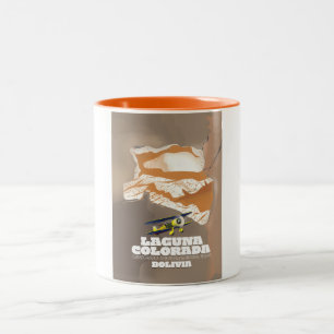 Laguna Colorada Bolivia salt lake travel poster Two-Tone Coffee Mug