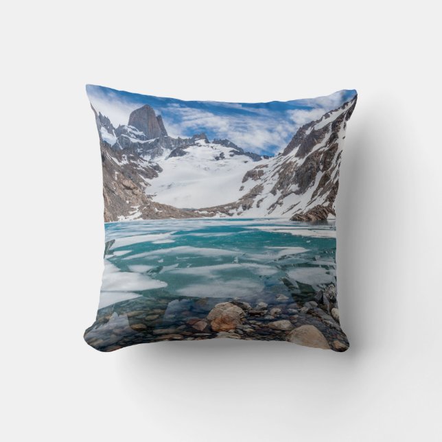 Laguna De Los Tres And Mount Fitzroy Throw Pillow (Front)
