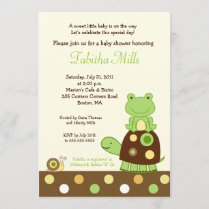 Laguna Frog & Turtle 5x7 Invitation Baby shower #2