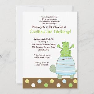Laguna Frog & Turtle 5x7 Invitation d'anniversaire