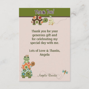 Laguna TURTLE Baby Shower Thank You (FLAT style) Card