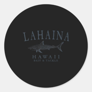 Lahaina hawaii shark vintage slate art fishing classic round sticker