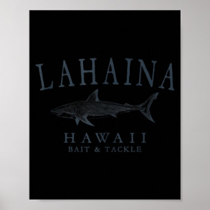 Lahaina hawaii shark vintage slate art fishing poster
