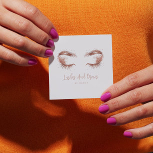 Lahes and brows Rose gold glitter Square Business Card
