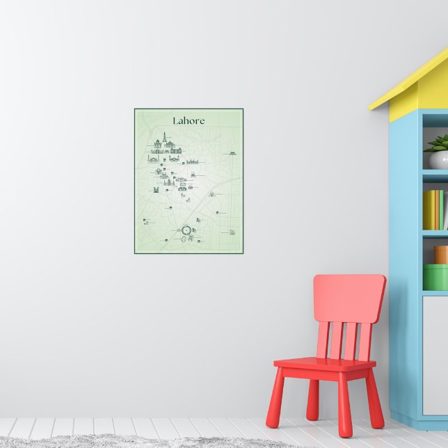 Lahore City Pakistan Art Poster (Green, Matte) (Nursery 1)