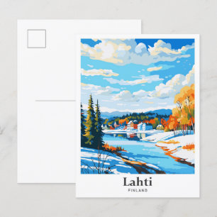Lahti Finland Vintage Travel Potrait Illustration Postcard
