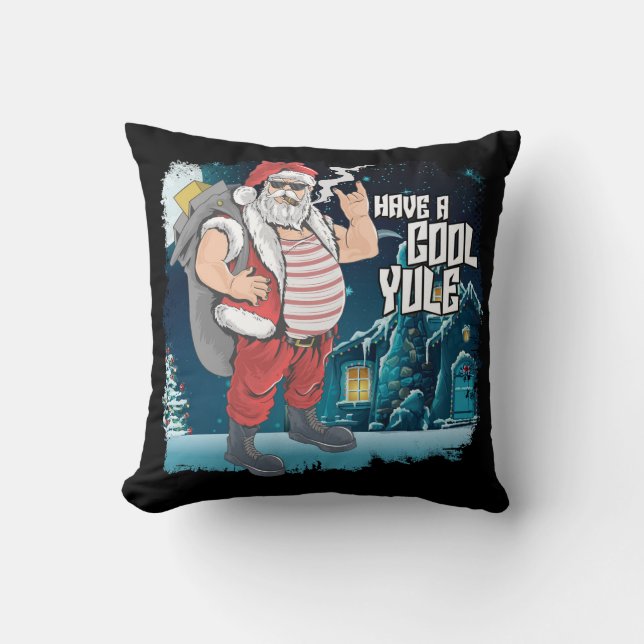 Laid Back Santa Claus Have a Cool Yule Christmas Throw Pillow (Front)