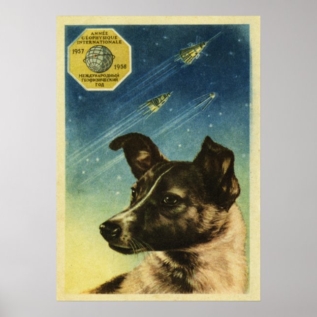 Laika — Affiche spatiale soviétique vintage (Devant)