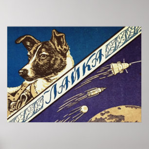 Laika — Affiche spatiale vintage soviétique