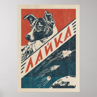 Laika, Soviet space dog — Vintage retro space Poster