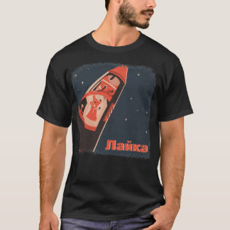 Laika Space Dog On Soviet Sputnik Spaceship T-Shirt