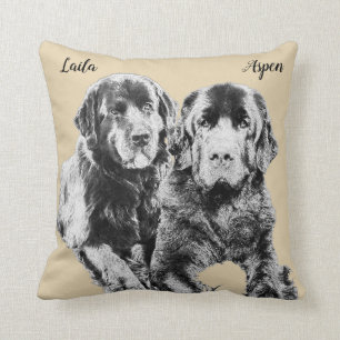 Laila and Aspen Newfoundland Girls Throw Pillow