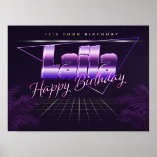 Laila Name Vorname lila retro Poster Geburtstag