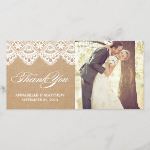 LAINE RUSTIQUE   CARTE PHOTO mariage MERCI