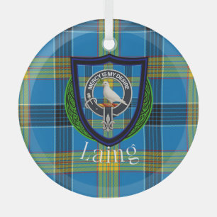 Laing Scottish Clan Tartan & Crest Glass Ornament