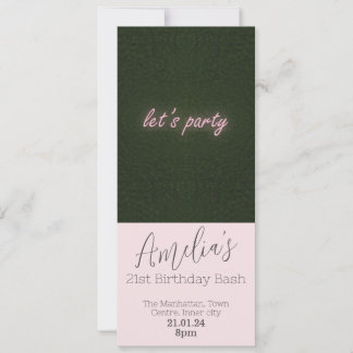 laisse Party Neon Pink Invitation