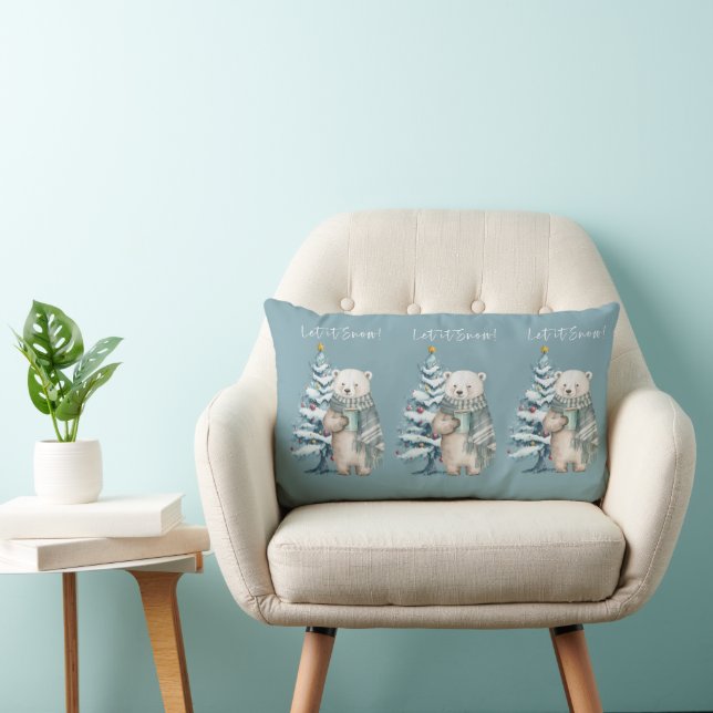 Laisser il neige Polaire Ours Lumbar Coussin (Chaise)