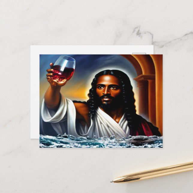 Laisser Il Y A Vin Christian Art Carte Postale (Devant/Arrière en situation)