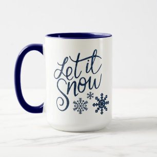 Laisser la neige Bleu et Blanc Café & cacao Mug