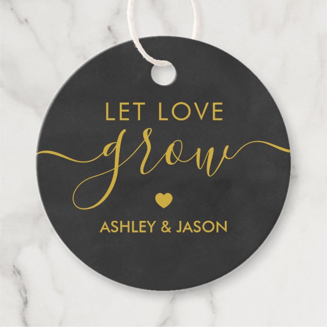 Laisser l'amour grandir, étiquette cadeau Mariage, (Devant)