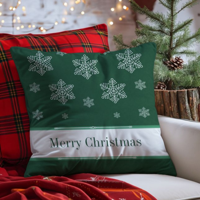 Laisser neiger Coussin de vacances, vert (Green Let it Snow Holiday Throw Pillow)