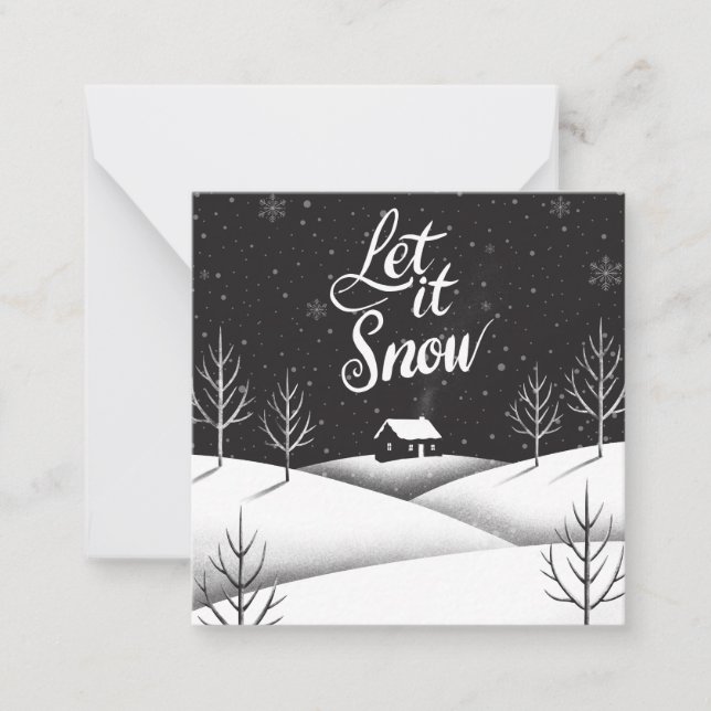 Laisser neiger noir et blanc Mini carte de Noël (Devant)