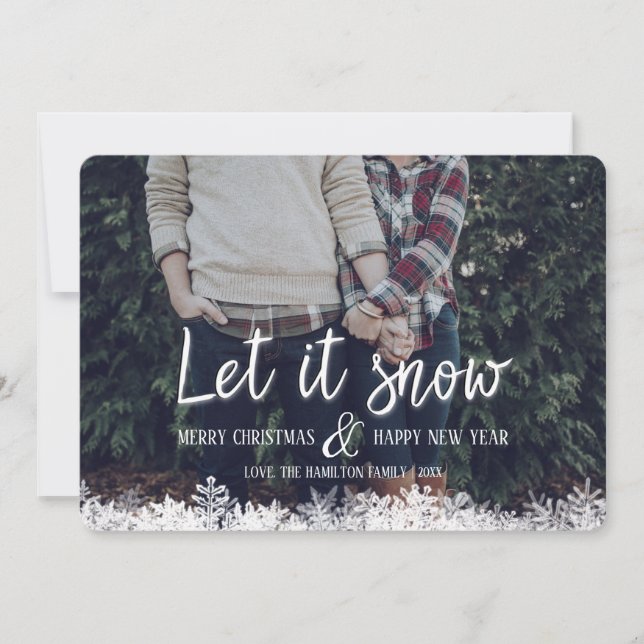 Laisser neiger Snowflakes Famille Photo Carte de N (Devant)