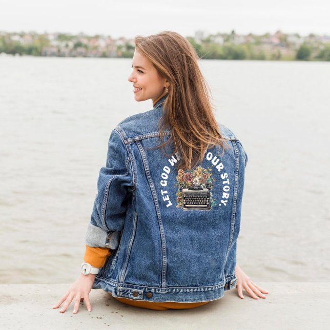 Laissez Dieu écrire votre histoire Watercolor Deni (Let God write your story Watercolor Denim Jacket)