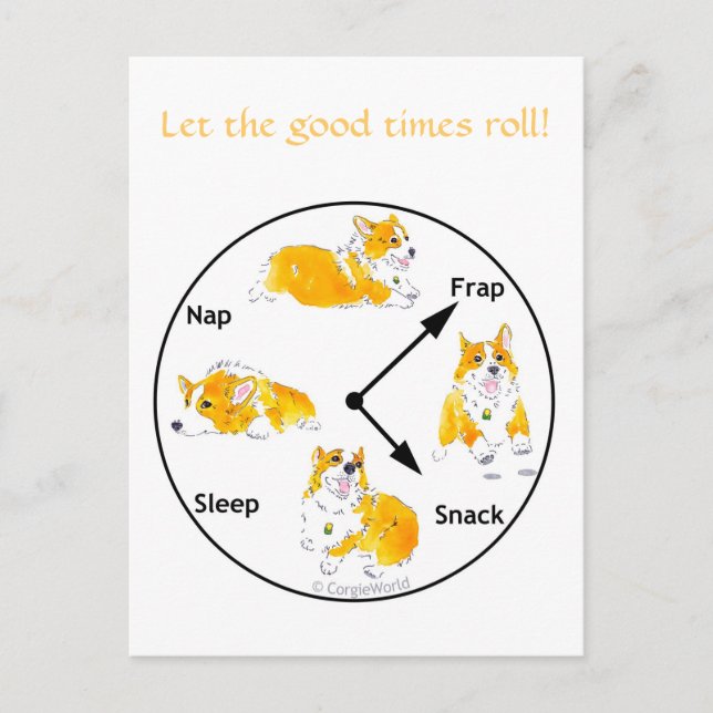 Laissez le bon temps tourner ! Carte postale Corgi (Devant)