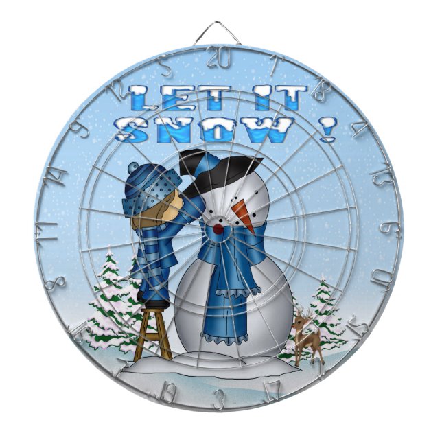 Laissez-le neiger Cible de flechettes Snowman (Devant)