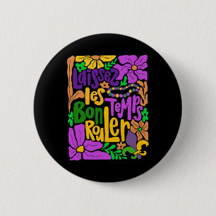 Laissez Les Bon Temps Rouler Mardi Gras Beads Boho 2 Inch Round Button