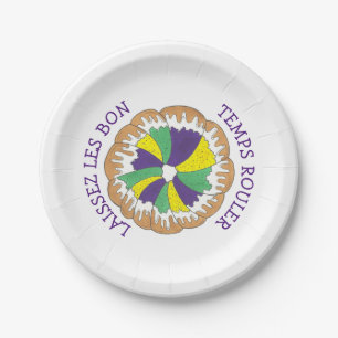 Laissez Les Bon Temps Rouler Mardi Gras King Cake Paper Plate