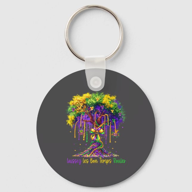 Laissez Les Bon Temps Rouler Mardi Gras Tree 2026  Keychain (Front)