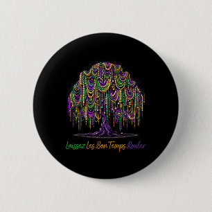 Laissez Les Bon Temps Rouler Mardi Gras Tree Beads 2 Inch Round Button