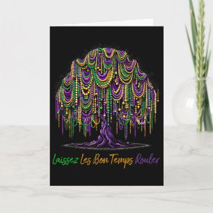 Laissez Les Bon Temps Rouler Mardi Gras Tree Beads Card