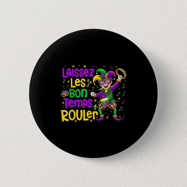 Laissez Les Bon Temps Rouler Matching Mardi Gras P 2 Inch Round Button (Front)