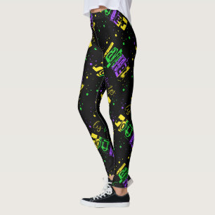 Laissez les bon temps rouler Typography Mardi Gras Leggings