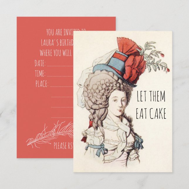 Laissez-Les Manger Du Gâteau Invitations De Fête A (Devant / Derrière)