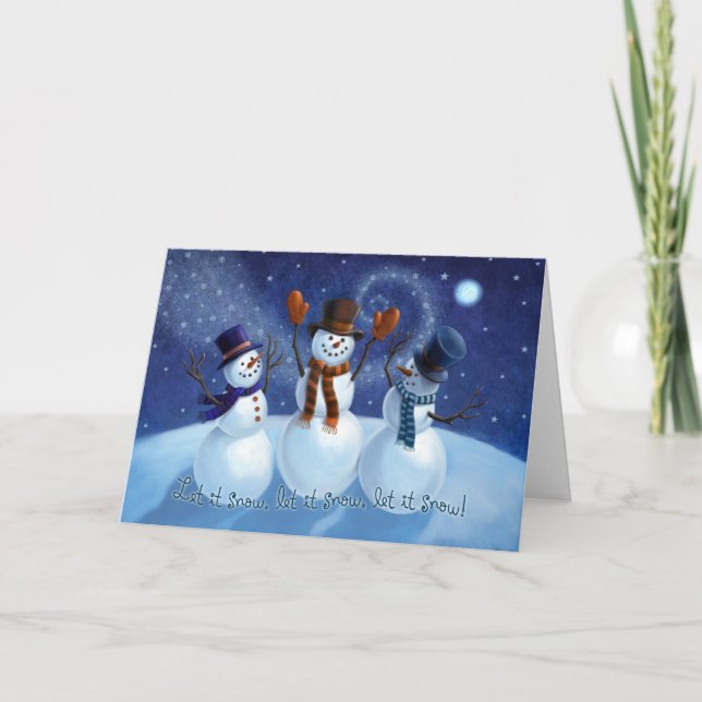 Laissez lui neiger carte de Noël de bonhommes de (Devant)