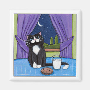 Lait et biscuit - Aimant de chat