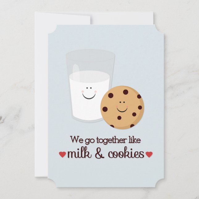 Lait et biscuits Carte à plat Saint-Valentin (Devant)