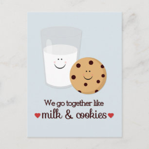 Lait et biscuits Carte postale Saint-Valentin