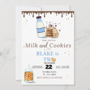 Lait et biscuits Invitation à la fête d'anniversai