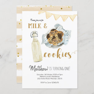 Lait et biscuits Invitation d'anniversaire